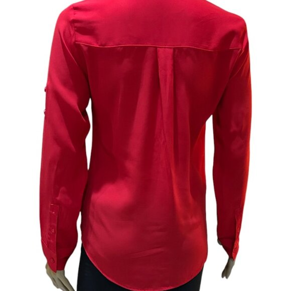 🛍️BLACK FRIDAY🛍 EXPRESS Women's Long Sleeve Button Down Red Portfolio Shirt XS - Picture 4 of 4